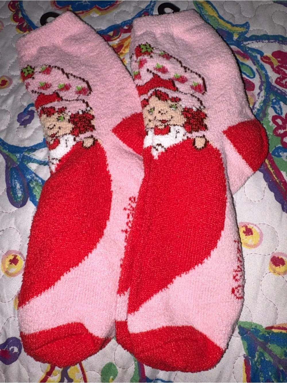Strawberry Shortcake Pink & Red Kids Crew Socks